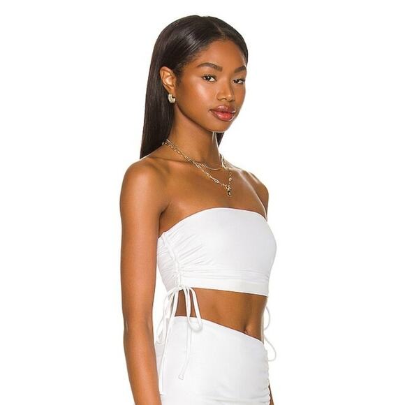 L*Space Kim Tube Top in White Size Medium NWT Strapless Ruched Sides - Picture 2 of 8